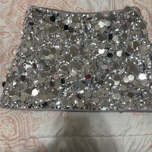 Glamorous Silver Sequin Mini Skirt